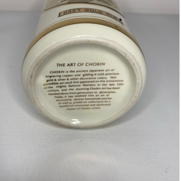 Hummingbird & Flowers Art of Chokin 24kt Gold Vase Made In Japan - Picture 3 of 4